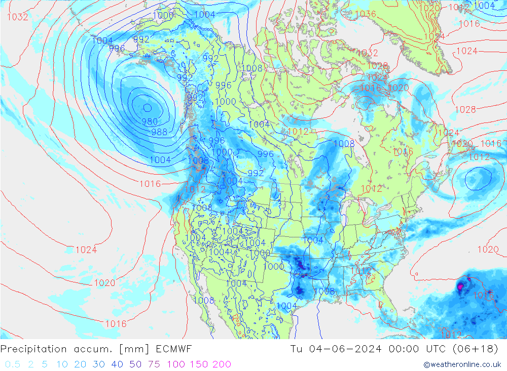 Precipitation accum. ECMWF вт 04.06.2024 00 UTC