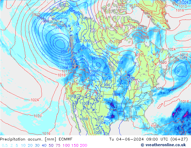 Precipitation accum. ECMWF Ter 04.06.2024 09 UTC