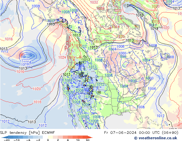 Tendance de pression  ECMWF ven 07.06.2024 00 UTC