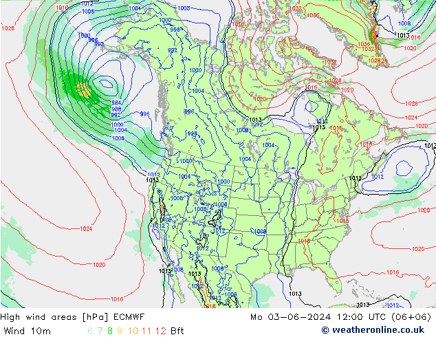 High wind areas ECMWF Mo 03.06.2024 12 UTC