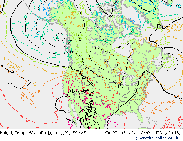 Z500/Rain (+SLP)/Z850 ECMWF We 05.06.2024 06 UTC