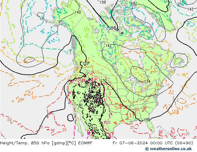 Z500/Rain (+SLP)/Z850 ECMWF Fr 07.06.2024 00 UTC