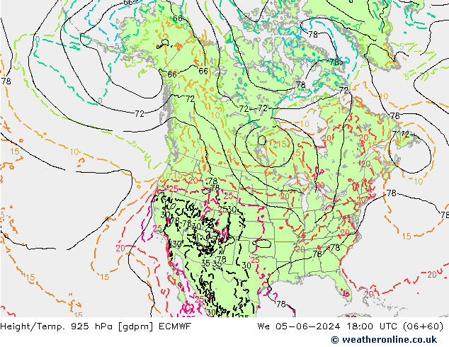 Hoogte/Temp. 925 hPa ECMWF wo 05.06.2024 18 UTC