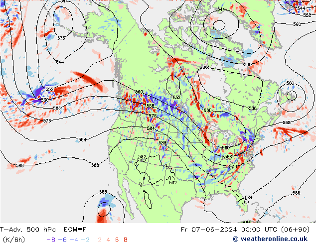 T-Adv. 500 hPa ECMWF Fr 07.06.2024 00 UTC