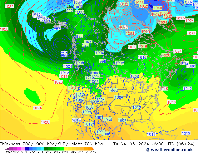 Espesor 700-1000 hPa ECMWF mar 04.06.2024 06 UTC