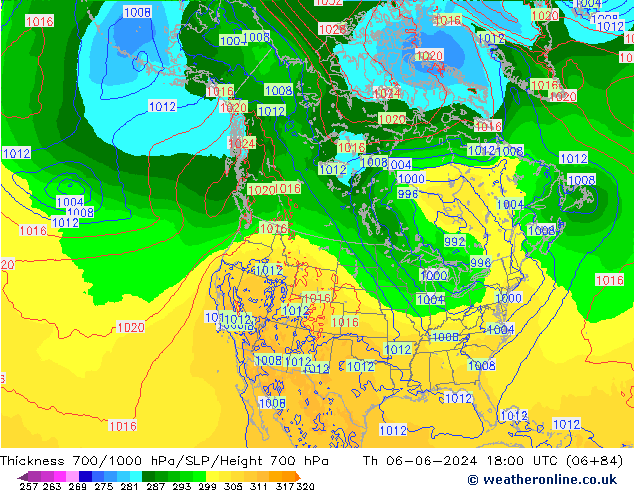 Thck 700-1000 hPa ECMWF gio 06.06.2024 18 UTC