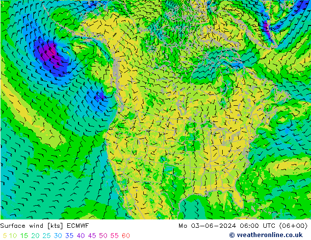 风 10 米 ECMWF 星期一 03.06.2024 06 UTC
