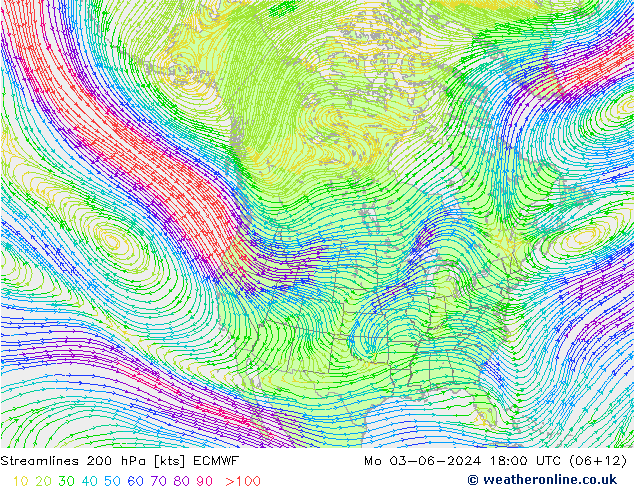 Streamlines 200 hPa ECMWF Po 03.06.2024 18 UTC