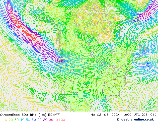 Stromlinien 500 hPa ECMWF Mo 03.06.2024 12 UTC