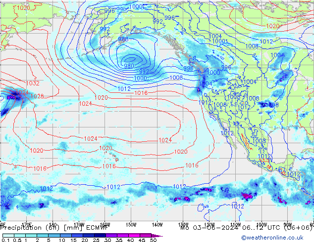 Z500/Rain (+SLP)/Z850 ECMWF пн 03.06.2024 12 UTC