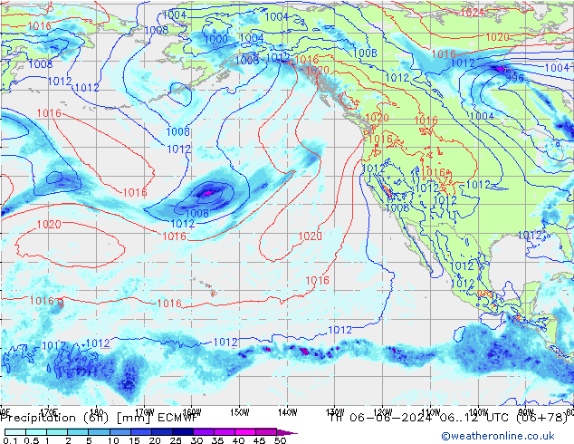 Z500/Rain (+SLP)/Z850 ECMWF czw. 06.06.2024 12 UTC