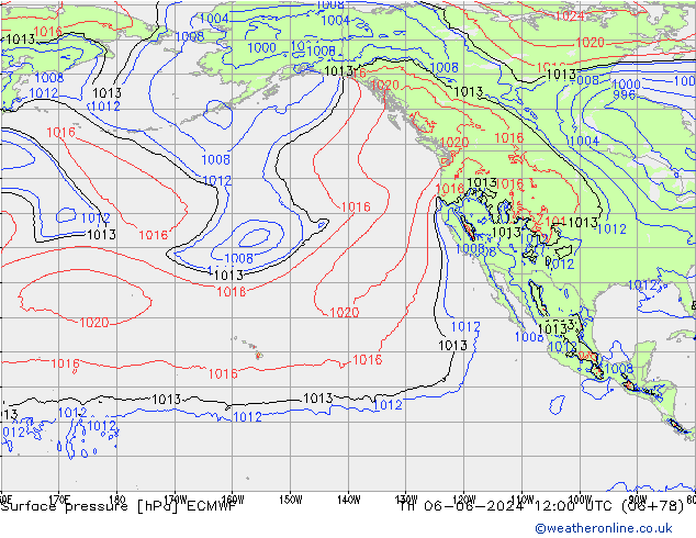 Surface pressure ECMWF Th 06.06.2024 12 UTC