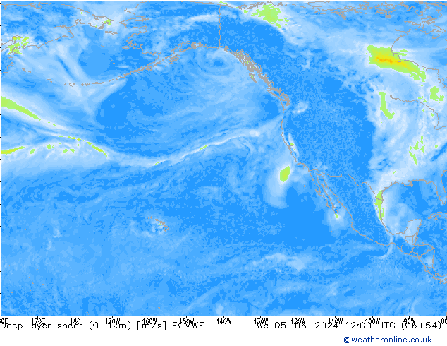 Deep layer shear (0-1km) ECMWF We 05.06.2024 12 UTC