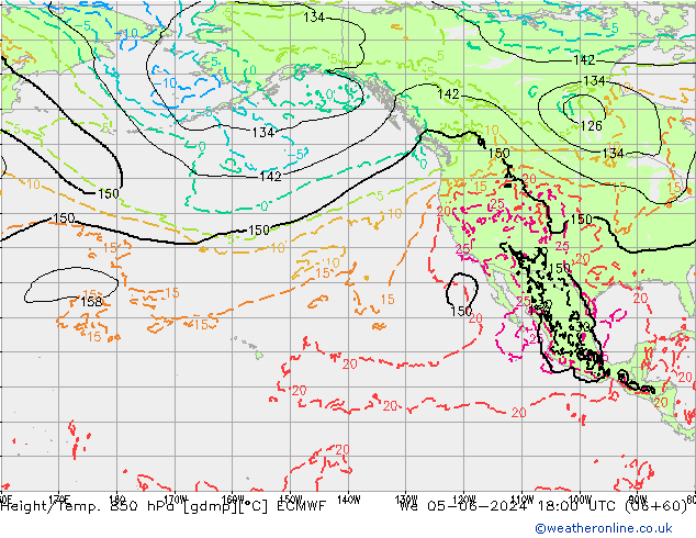 Z500/Rain (+SLP)/Z850 ECMWF mer 05.06.2024 18 UTC