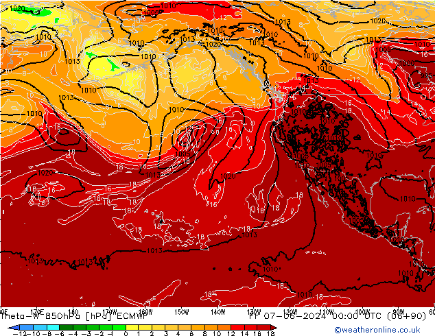 Theta-W 850hPa ECMWF Fr 07.06.2024 00 UTC