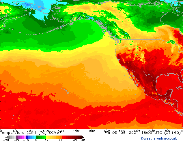 Temperatura (2m) ECMWF mer 05.06.2024 18 UTC