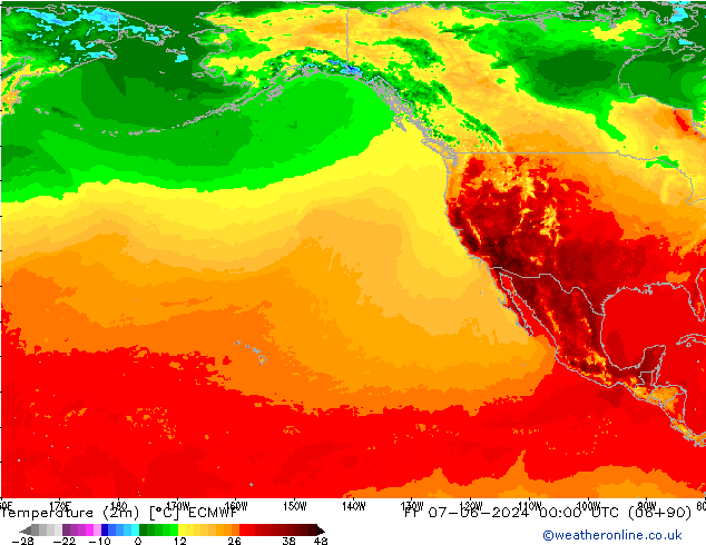 température (2m) ECMWF ven 07.06.2024 00 UTC