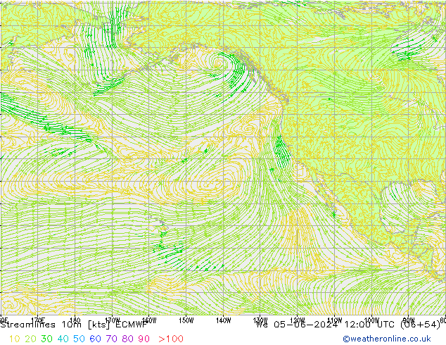 Streamlines 10m ECMWF We 05.06.2024 12 UTC