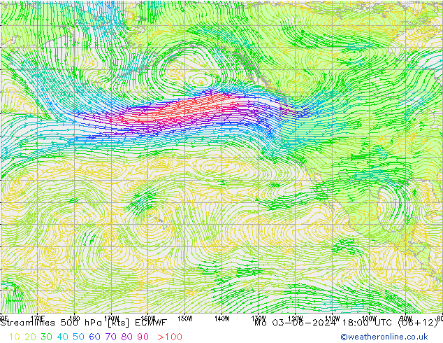 Línea de corriente 500 hPa ECMWF lun 03.06.2024 18 UTC