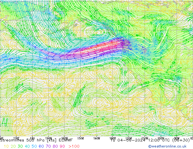 Ligne de courant 500 hPa ECMWF mar 04.06.2024 12 UTC