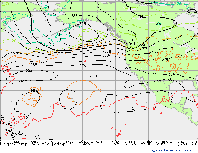 Z500/Rain (+SLP)/Z850 ECMWF lun 03.06.2024 18 UTC