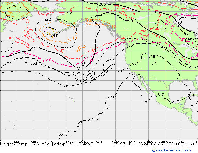 Height/Temp. 700 hPa ECMWF Pá 07.06.2024 00 UTC