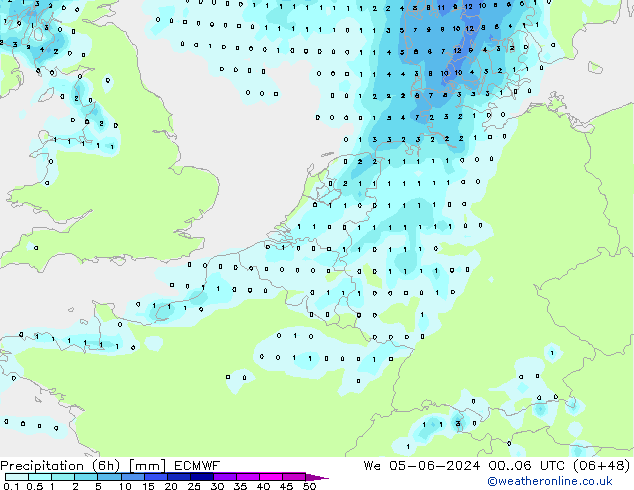 Z500/Yağmur (+YB)/Z850 ECMWF Çar 05.06.2024 06 UTC