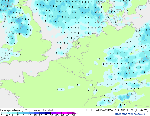 Nied. akkumuliert (12Std) ECMWF Do 06.06.2024 06 UTC