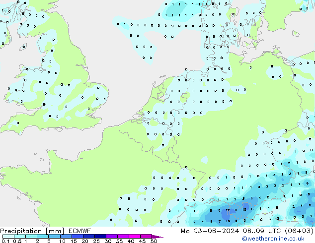 降水 ECMWF 星期一 03.06.2024 09 UTC