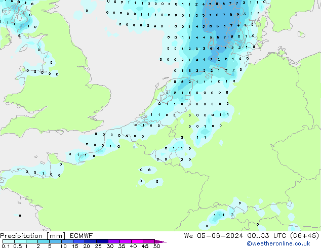 Niederschlag ECMWF Mi 05.06.2024 03 UTC