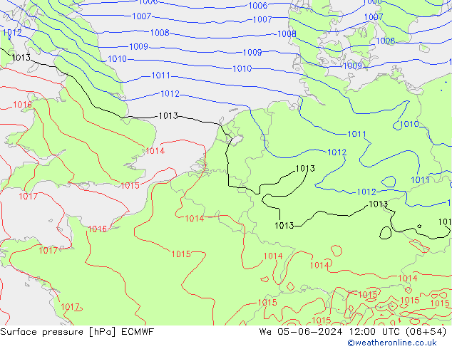 Bodendruck ECMWF Mi 05.06.2024 12 UTC