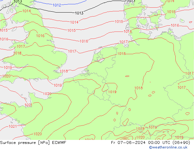 Pressione al suolo ECMWF ven 07.06.2024 00 UTC