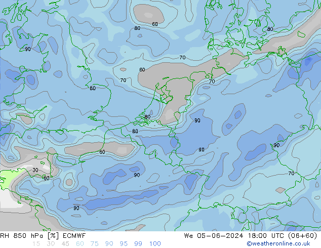 850 hPa Nispi Nem ECMWF Çar 05.06.2024 18 UTC