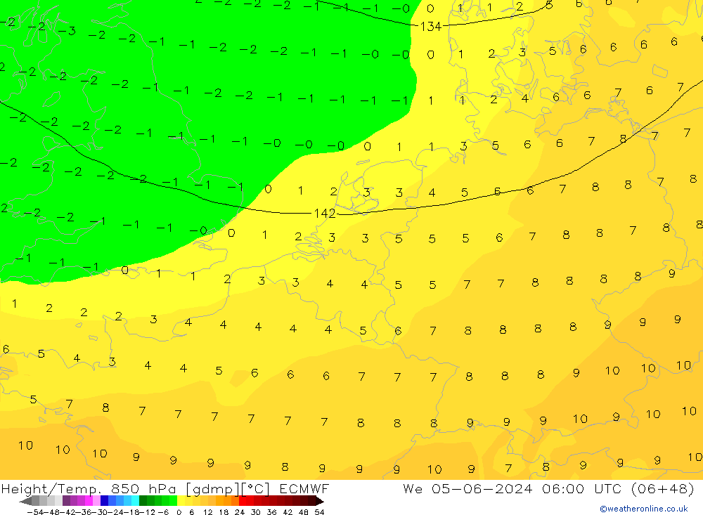 Z500/Rain (+SLP)/Z850 ECMWF ср 05.06.2024 06 UTC