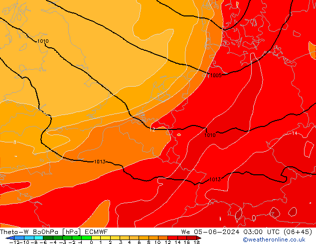 Theta-W 850hPa ECMWF wo 05.06.2024 03 UTC