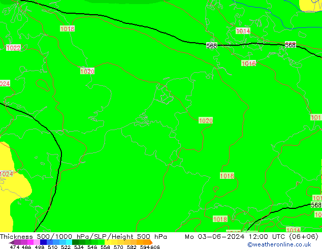 Schichtdicke 500-1000 hPa ECMWF Mo 03.06.2024 12 UTC