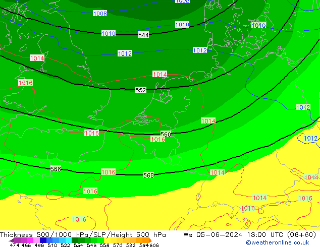 Thck 500-1000hPa ECMWF Qua 05.06.2024 18 UTC