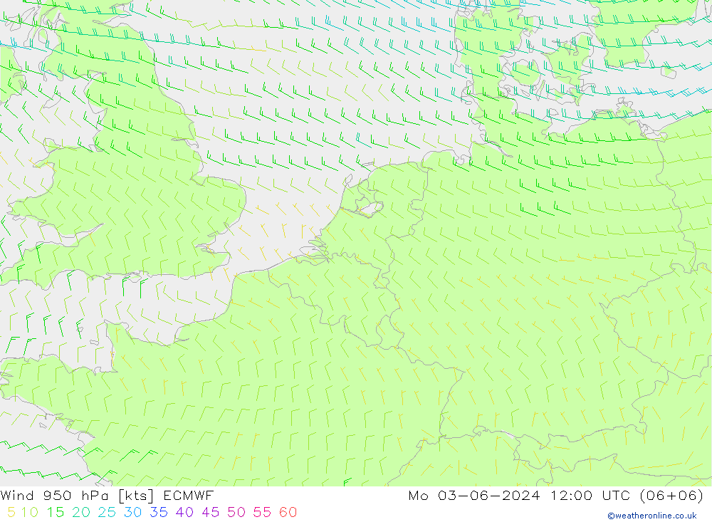 Wind 950 hPa ECMWF Mo 03.06.2024 12 UTC