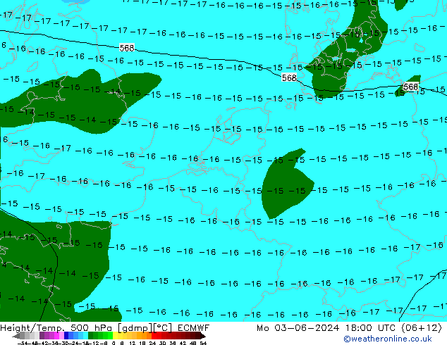 Z500/Yağmur (+YB)/Z850 ECMWF Pzt 03.06.2024 18 UTC