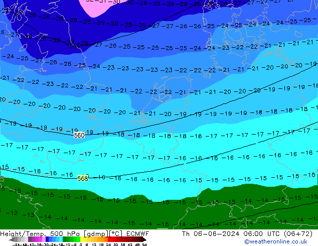 Z500/Yağmur (+YB)/Z850 ECMWF Per 06.06.2024 06 UTC