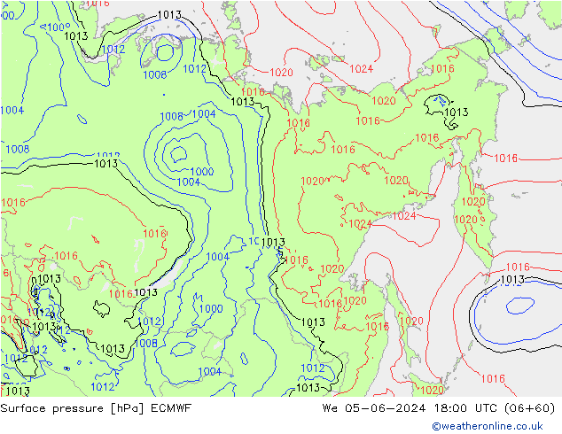 Bodendruck ECMWF Mi 05.06.2024 18 UTC