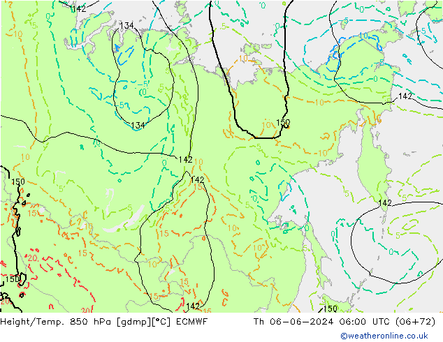 Z500/Rain (+SLP)/Z850 ECMWF gio 06.06.2024 06 UTC