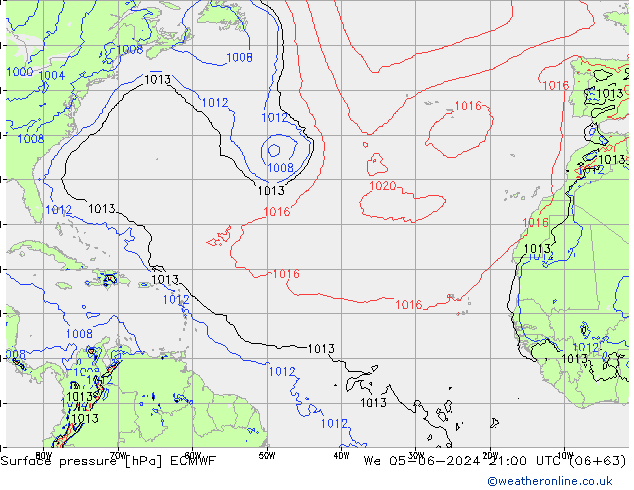 Surface pressure ECMWF We 05.06.2024 21 UTC