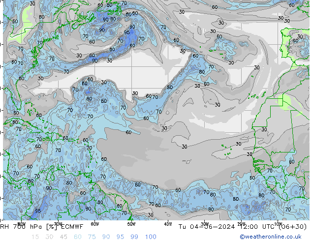 RH 700 hPa ECMWF Tu 04.06.2024 12 UTC