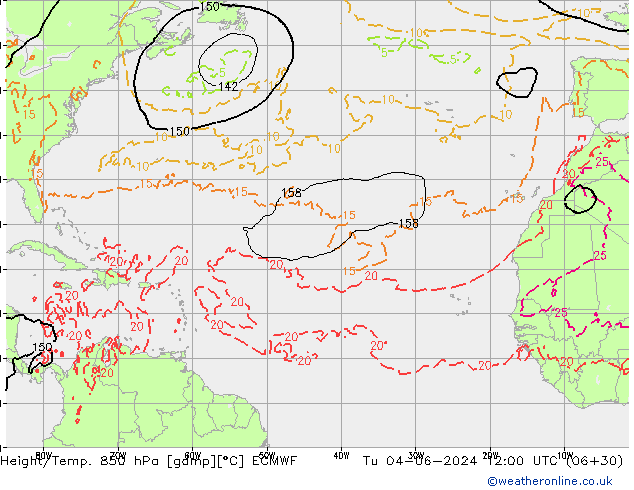 Z500/Regen(+SLP)/Z850 ECMWF di 04.06.2024 12 UTC