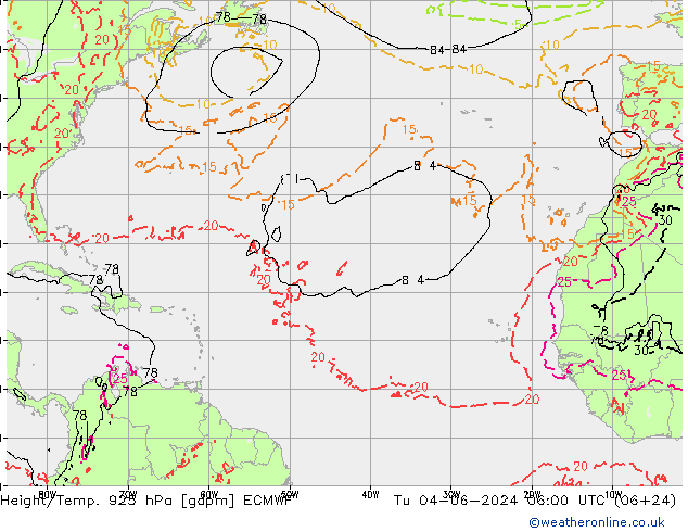 Height/Temp. 925 гПа ECMWF вт 04.06.2024 06 UTC