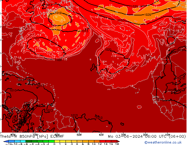 Theta-W 850hPa ECMWF Mo 03.06.2024 06 UTC