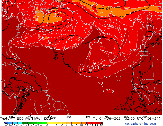 Theta-W 850hPa ECMWF Út 04.06.2024 03 UTC