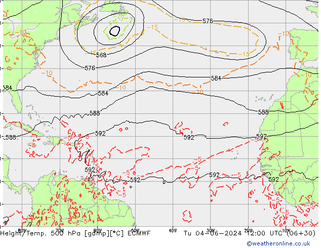 Z500/Regen(+SLP)/Z850 ECMWF di 04.06.2024 12 UTC