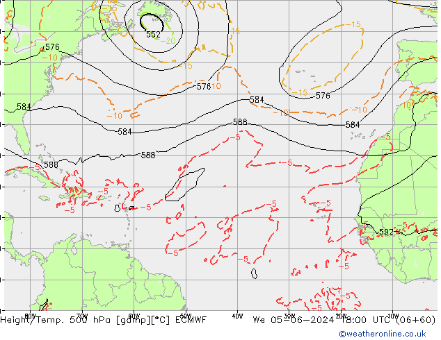 Z500/Rain (+SLP)/Z850 ECMWF We 05.06.2024 18 UTC